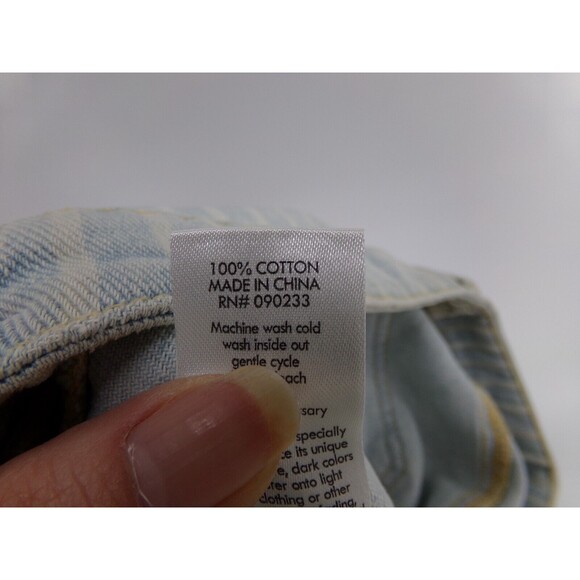 PacSun Women’s Blue Denim Cut Off  Mini Jean Skirt Striped Size 25 - Picture 5 of 7